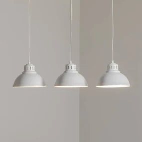 Luminex Lampada a sospensione Sven, a 3 luci, bianca, acciaio, E27