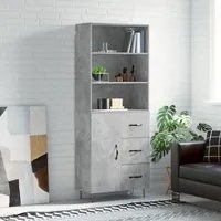 Credenza Grigio Cemento 69,5x34x180 cm in Legno Multistrato 3189441