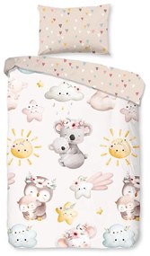 Set copripiumino e federa da bambini marrone/beige in cotone per culla 100x135 cm Hugs – Good Morning
