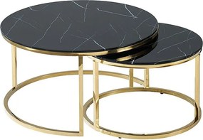Set di Tavolini da caffè Muse effetto marmo nero/oro