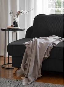 Chaise longue color antracite (con penisola a destra) con rivestimento in velluto a coste Chic Charlotte – Miuform