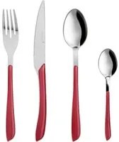 Set 24 posate acciaio manico rosso Afrodite