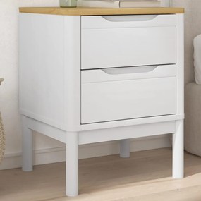 Comodino Floro Bianco 45x39x57 Cm İn Legno Massello Di Pino /