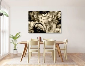 Quadro su tela – Mondo impressionista dei fiori in versione seppia