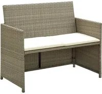 Divano da Giardino a 2 Posti con Cuscini Beige in Polyrattan 46396