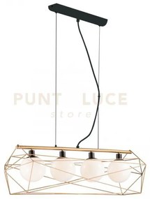 Lampadario a sospensione abraxas nera e oro 4 luci attacco e27 106x...