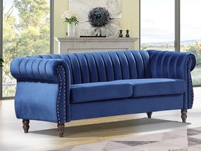 Divano Chesterfield 3 posti in Velluto Blu reale - TRUMBO