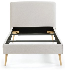 Kave Home - Letto Dyla sfoderabile beige, con gambe in faggio massiccio per materasso da 90 x 190 cm
