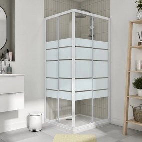 Box doccia rettangolare scorrevole Essential 80 x 100 cm, H 185 cm in vetro, spessore 4 mm satinato bianco