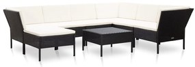 Set Divani da Giardino 8 pz con Cuscini in Polyrattan Nero