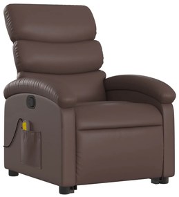 Poltrona alzapersona reclinabile massaggio marrone similpelle