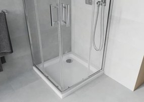Mexen Rio cabina doccia quadrata 90 x 90 cm, trasparente, cromo + piatto doccia Flat, bianco - 860-090-090-01-00-4010