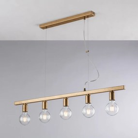 Lampadario Contemporaneo Fabian Metallo Oro 5 Luci E27