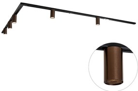 Sistema di illuminazione su binario moderno con 5 faretti bronzo scuro monofase GU10 35 mm - Iconic Ruby
