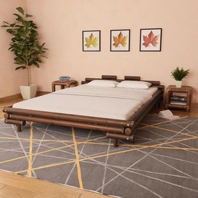 Giroletto Senza Materasso Marrone Scuro Bambù 160x200 Cm /