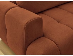 Divano angolare color mattone allungabile e con contenitore (penisola a destra/a L) Fuji – Bobochic Paris