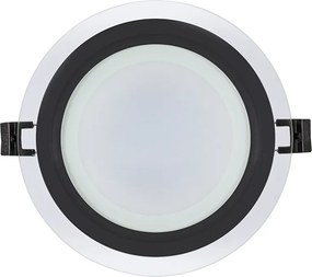Pannello LED Rotondo da incasso 18W Foro Ø155mm IP44 in Vetro - Nero Colore Bianco Naturale 4.200K