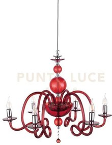Lampadario vivaldi 6 luci rubino cromo attacco e14 d.75cm