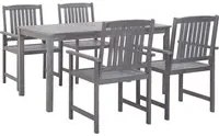 Set da Pranzo da Giardino 5 pz Grigio Legno Massello di Acacia 45940