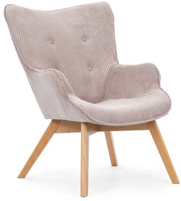 Poltrona rosa chiaro con rivestimento in velluto a coste Niko – Ropez