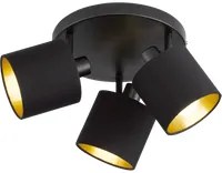 Plafoniera 3 Spots Luci Led Faretti 25 cm Nero Oro Tommy GD Trio