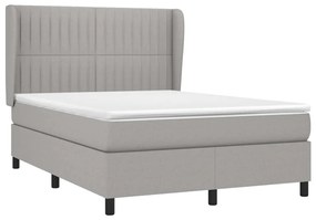 Giroletto a molle con materasso grigio chiaro 140x200cm tessuto