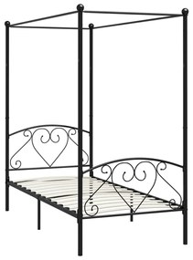 Letto a baldacchino nero in metallo 90x200 cm