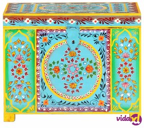 vidaXL Baule Dipinto a Mano 50x40x40 cm in Legno Massello di Mango