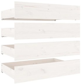 Cassettoni da letto 4 pz in legno massello di pino bianco