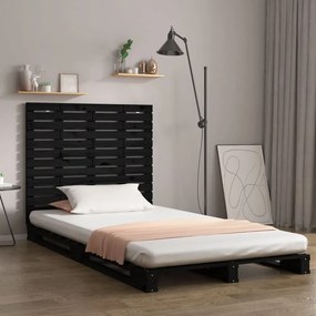 Testiera Da Parete Nera 96x3x91,5cm İn Legno Massello Di Pino /