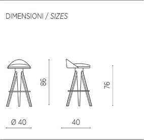 Sgabello per cucina bar in metallo verniciato Nero REINA set 2 pezzi