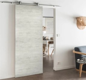 Porta scorrevole reversibile Beton in mdf grigio, L 93 x H 212 cm, con binario Loft Alluminio