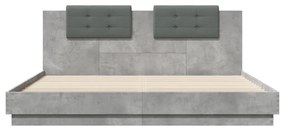 Giroletto con testiera e led grigio cemento 200x200 cm