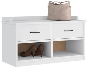 Panca Da Corridoio Sandnes Bianca 87x40x50 Cm İn Legno Di Pino /