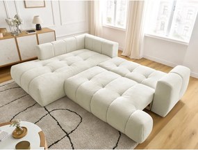 Divano angolare beige allungabile e con contenitore (penisola a sinistra/a L) Fuji – Bobochic Paris