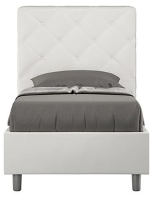 Letto singolo imbottito similpelle Priya, Bianco / Senza Rete