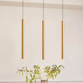Lindby Sistema a binario 48V Lumaro, pendente, lampadina tubolare, a 3 luci, oro, CCT