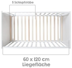 Lettino bianco 60x120 cm Hamburg – Roba