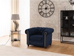 Poltrona chesterfield blu con rivestimento in velluto York Blik – Ropez