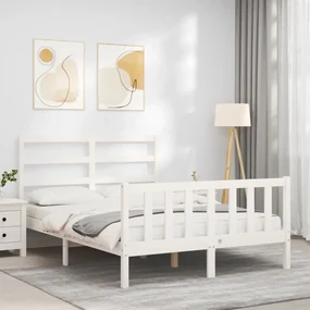 Giroletto con testiera bianco 140x190 cm in legno massello