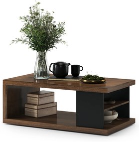 Tavolino LANA S-110 Noce Elegante / Nero - TAVOLINO DA CAFFÈ CON RIPIANO