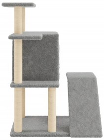Albero per gatti con tiragraffi in sisal grigio chiaro 97 cm