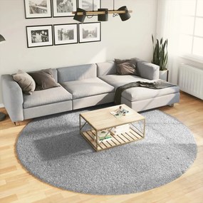 Tappeto Shaggy a Pelo Lungo Moderno Grigio Ø 240 cm