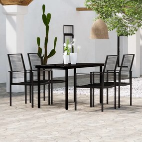 Set da pranzo da giardino 5 pz nero