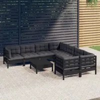 Set Divani da Giardino 9 pz con Cuscini Legno Massello di Pino cod mxl 42575