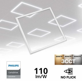 Pannello LED a Cornice 60x60 44W, CCT, 110lm/W, No Flickering - PHILIPS CertaDrive Colore Bianco Variabile CCT