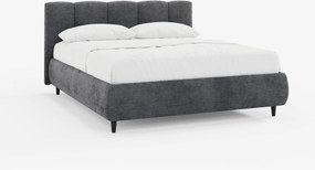 ARKAM letto imbottito con vano contenitore e testiera a lavorazione verticale - design shabby chic in tessuto certificato Oeko-Tex®