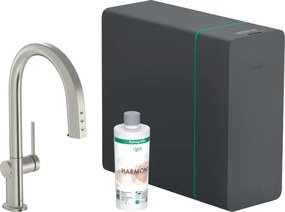 Miscelatore cucina con bocca Erogazione Estraibile 1jet Sbox acciaio Inox Hansgrohe Aqittura M91 Sodasystem 210