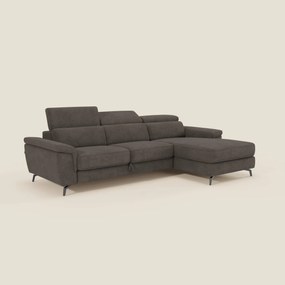 Estro Divano estraibile con chaise-longue e poggiatesta reclinabili in tessuto impermeabile T14 marrone