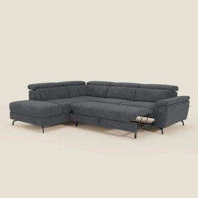 Estro Divano angolare estraibile - poggiatesta reclinabili in tessuto impermeabile T14 antracite